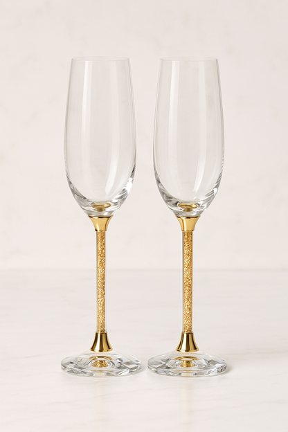 Amoora Grandeur Éclaire – Limited Edition Champagneglazen met UNIEKE steel (Set van 2) € 149,95