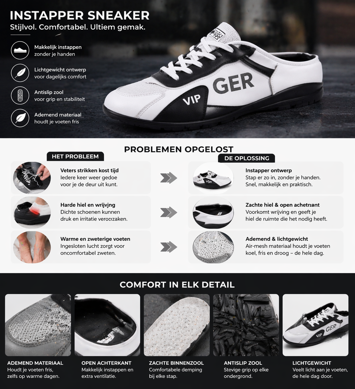 Trendy Slip-On Sneakers voor Heren  -Stijlvol gemak - ademend comfort- direct instappen en weg