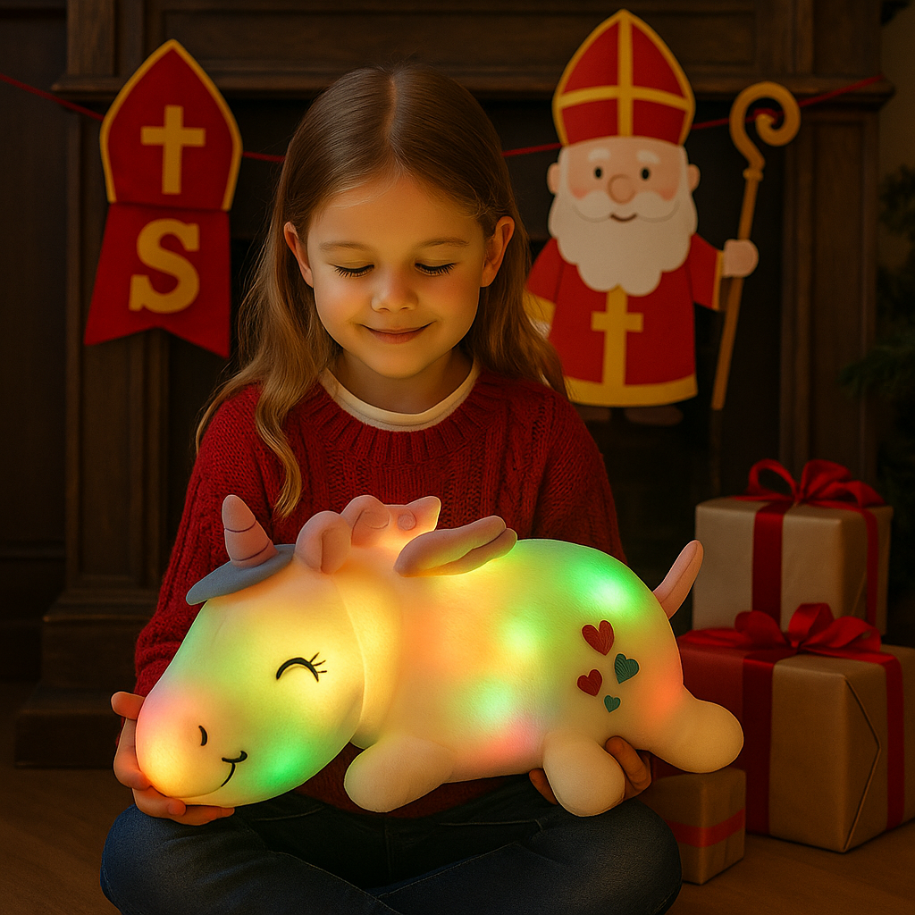 "Mijn Droomvriendje: Rustgevende, Magische Eenhoorn Knuffel  met LED’s – Perfect Cadeau van de Sint of onder de kerstboom