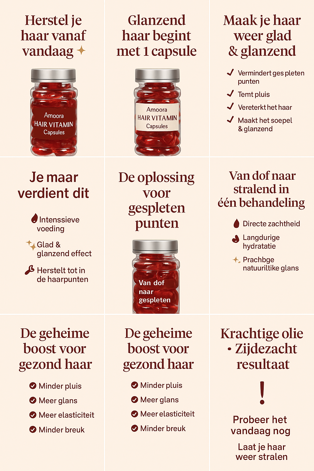 EINDEJAARSACTIE: Amoora Glow & Repair Vitamine Capsules . TIJDELIJK 1+1 GRATIS  € 29,95