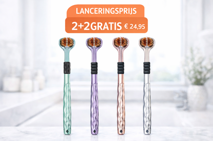 REVOLUTIONAIRE TANDENBORSTELS - Amoora Tri-Embrace 360 °  - Omarm ELKE tand EN dit in 1 beweging.  LANCERINGSPRIJS: NU 2 +2 GRATIS